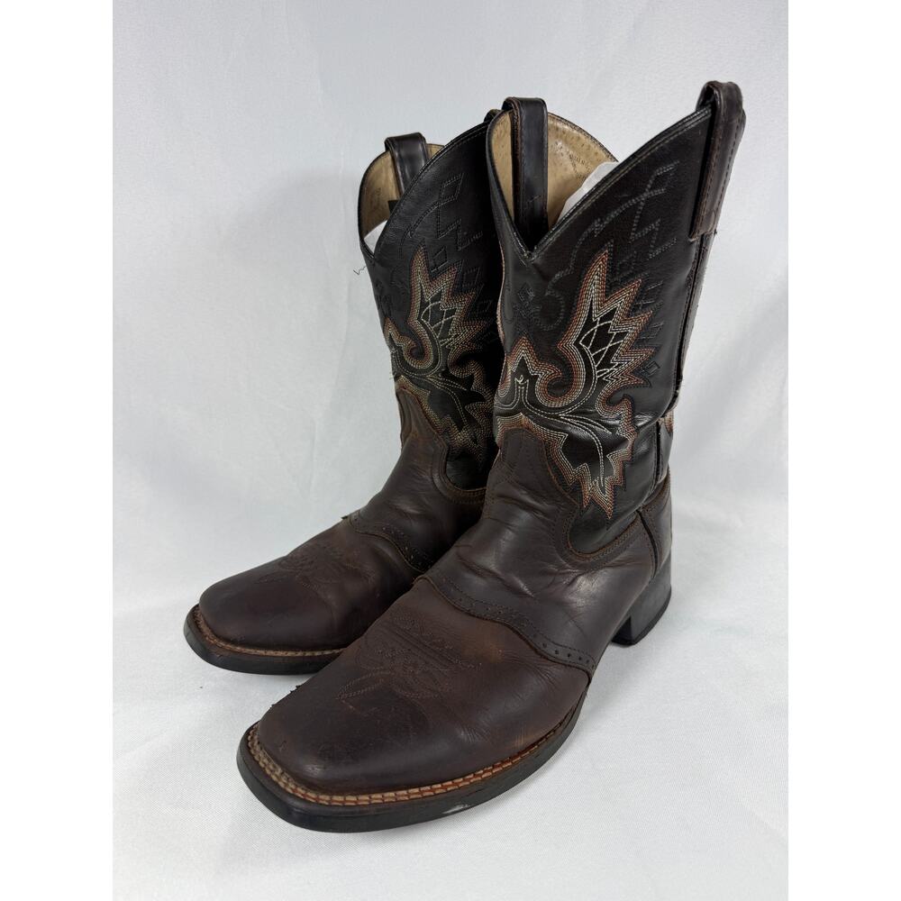Double-H Brown Leather Western Cowboy Boots Men Size 10D Made in Mexico